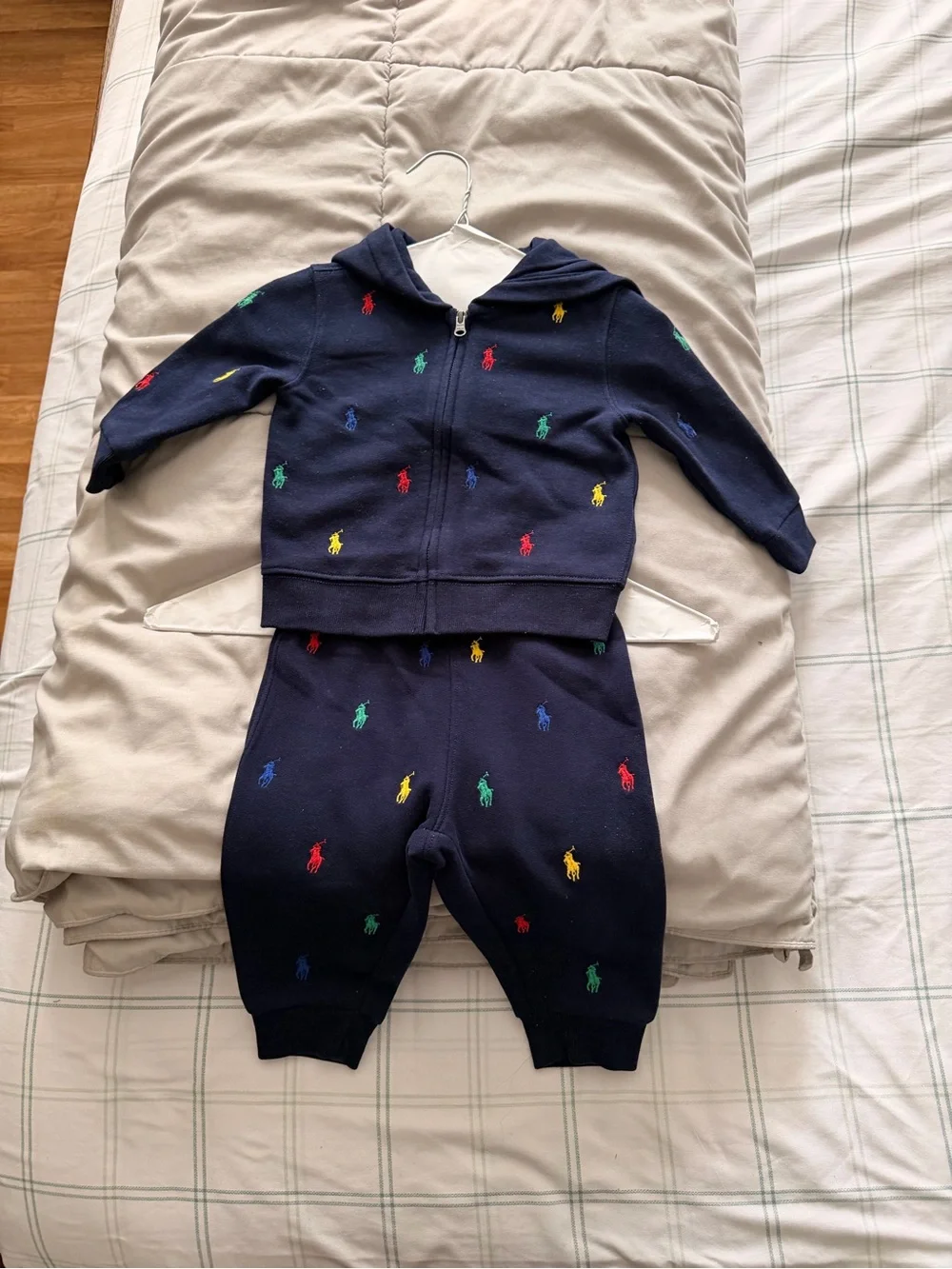 Ralph Lauren Navy Sweater with Multicolor Pony Embroidery
